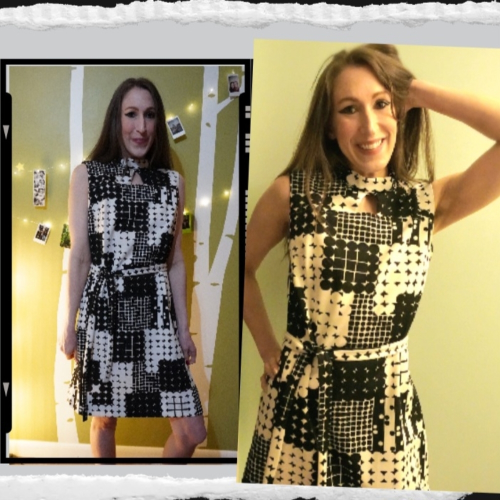 Vintage Mod Black and White Minidress Medium to Large